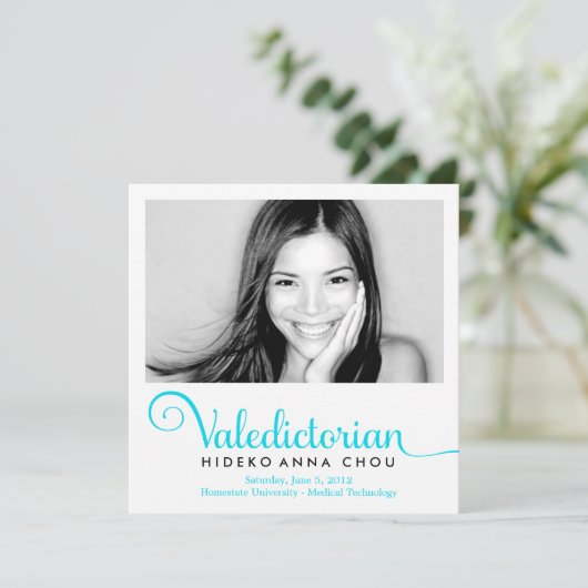 Faire-part 311 Valedictorian en Turquoise Graduation (Debout devant)