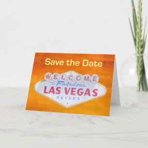 Faire-part 3 D Orange Retro Enregistrer la date Las Vegas Car