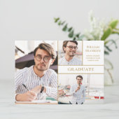 Faire-part 3 Photo Collage Moderne Gold Graduation (Debout devant)