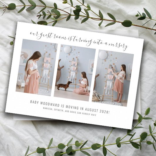 Faire-part 3 photo Collage rose Grossesse