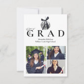 Faire-part 3 Photos Black Bow Disco Ball Graduation Party (Devant)