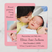 Faire-part 3x5 Frère annonçant le rose de naissance de soeur (Devant / Derrière)