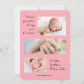 Faire-part 3x5 Frère annonçant le rose de naissance de soeur (Dos)