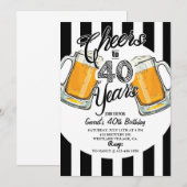 Faire-part 40e anniversaire, sale trente, bière, cheers & biè (Devant / Derrière)