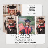 Faire-part 4 Collage de diplôme photo noir blanc Script (Devant / Derrière)