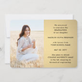 Faire-part 4 Collage de graduation photo Ombre noir et or (Dos)