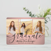 Faire-part 4 Collage de graduation photo Pink Ombre et Noir (Debout devant)