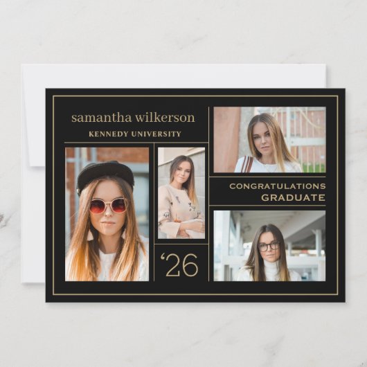 Faire-part 4 Collage de photos Félicitations Diplômé (Devant)