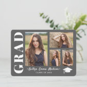 Faire-part 4 Collage photo Script moderne Gris Grad (Debout devant)
