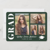 Faire-part 4 Collage photo Script moderne Vert Grad (Devant)