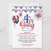 Faire-part 4 juillet Balloon Moderne Calligraphie Party Invit (Devant)