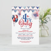Faire-part 4 juillet Balloon Moderne Calligraphie Party Invit (Debout devant)