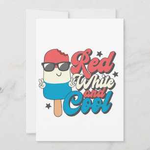 Faire-part 4 juillet Popsicles Rouge Blanc Et Cool