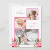 Faire-part 4 Photo Collage Boho Floral Girl (Dos)