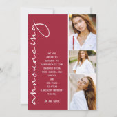 Faire-part 4 Photo Collage de diplômes Crimson (Dos)