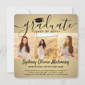Faire-part 4 Photo Collage de graduation Or moderne Ombre (Devant)