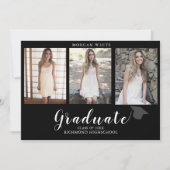 Faire-part 4 Photo Collage Simple Modern Black Graduation  (Devant)