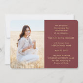 Faire-part 4 Photo Graduation Collage Script Bourgogne & Or (Dos)