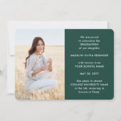 Faire-part 4 Photo Graduation Collage Script Vert foncé Blanc (Dos)