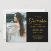 Faire-part 4 Photo Graduation Collage Simple Gold Script (Dos)