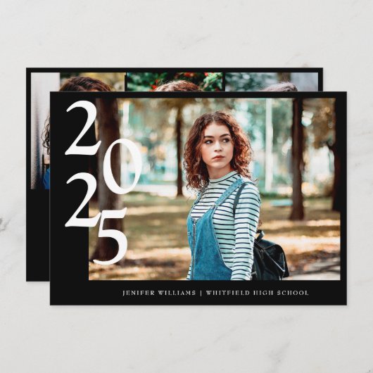 Faire-part 4 Photo modifiable (1+3) Diplôme d'études secondai (Devant / Derrière)