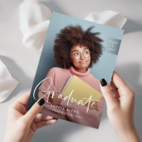 4 Photo White Overlay Elegant Script Graduation