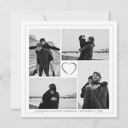 Faire-part 4 photos en collage Anniversaire de mariage Nom &  (Devant)