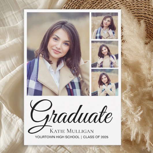 Faire-part 4 Script Photo Arrière-plan modifiable Graduation