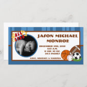 Faire-part 4x8 All Star Blue Photo (Devant / Derrière)