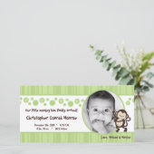 Faire-part 4x8 Green Pop Monkey Neut Photo (Debout devant)