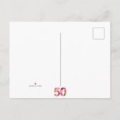 Faire-part 50 ans fleurs date anniversaire carte postale 50e (Dos)