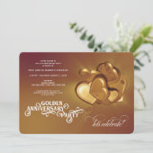 Faire-part 50e fête d'anniversaire de mariage d'or (Version 2 (Debout devant)