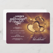 Faire-part 50e fête d'anniversaire de mariage d'or (Version 4 (Devant / Derrière)