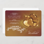 Faire-part 50e fête d'anniversaire de mariage en or (Version  (Devant / Derrière)