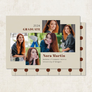 Faire-part 5 Diplômé du Collège photo Auburn Cream