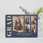 Faire-part 5 Photo Grad Collage Script moderne Marine Blue Go (Debout devant)