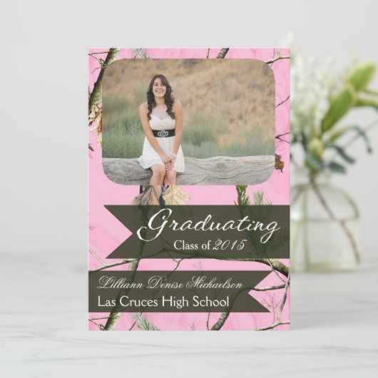 Faire-part 5x7 Chasseurs roses Camo Camoufla Senior Faire-par (Debout devant)