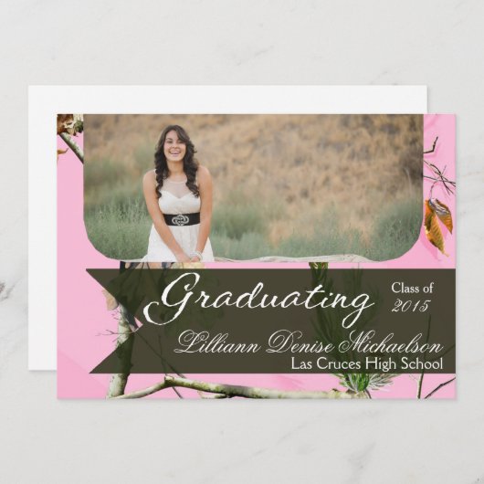 Faire-part 5x7 Chasseurs roses Camo Camoufla Senior Faire-par (Devant / Derrière)