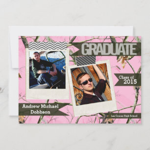 Faire-part 5x7 Chasseurs roses Camo Camoufla Senior Faire-par