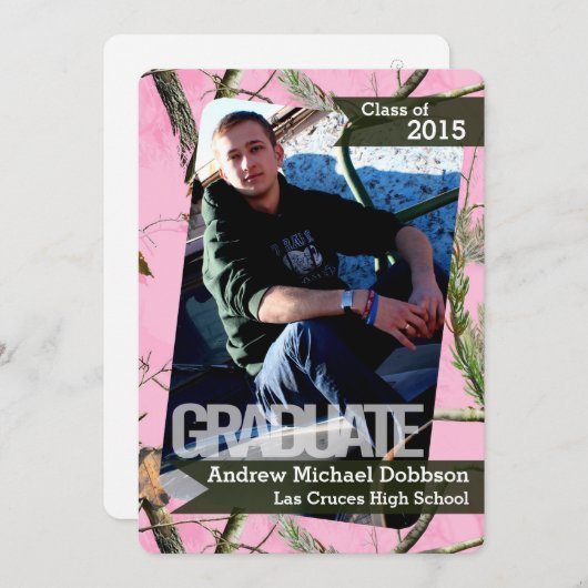 Faire-part 5x7 Chasseurs roses Camo Camoufla Senior Faire-par (Devant / Derrière)