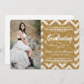 Faire-part 5x7 Gold Parties scintillant Chevron Strip Senior  (Devant / Derrière)