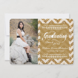 Faire-part 5x7 Gold Parties scintillant Chevron Strip Senior 