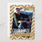 Faire-part 5x7 Gold Parties scintillant Chevron Strip Senior (Devant / Derrière)