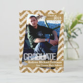 Faire-part 5x7 Gold Parties scintillant Chevron Strip Senior (Debout devant)