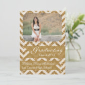 Faire-part 5x7 Gold Parties scintillant Chevron Strip Senior (Debout devant)