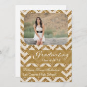 Faire-part 5x7 Gold Parties scintillant Chevron Strip Senior (Devant / Derrière)