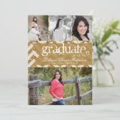 Faire-part 5x7 Gold Parties scintillant Chevron Strip Senior  (Debout devant)