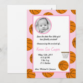 Faire-part 5x7 PHOTO Annonce Naissance Basket Ball Sports (Devant / Derrière)