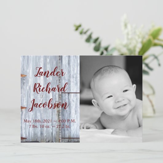 Faire-part 5x7 Photo Armée blanchie bois (Debout devant)