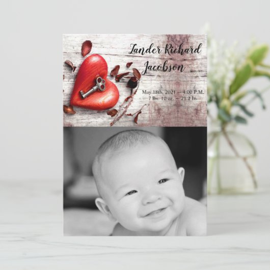 Faire-part 5x7 Photo Armée Pays Bois Clé (Debout devant)